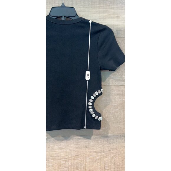 SANDRO Rhinestone-Embellished T-Shirt Size 1/ S - Picture 9 of 11